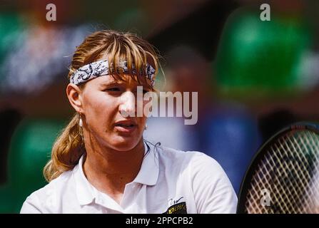 Steffi Graf (GER) competing at the 1990 French Open Stock Photo