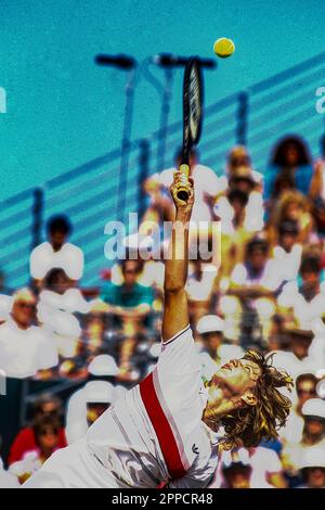 Steffi Graf (GER) competing at the 1986 Lipton International Players Championships Stock Photo