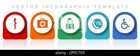Healthcare icon set, flat design miscellaneous colorful icons such as cadyceus, first aid, doctor, emergency call and wheelchair for webdesign and mob Stock Vector