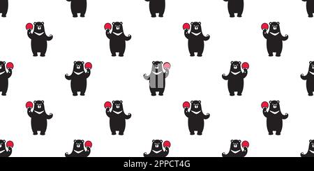 Bear Seamless Pattern Polar Bear vector ping pong wallpaper isolated background Stock Vector