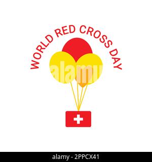 World Red Cross Day. Vector illustration of a red cross with balloons. Suitable for greeting card, poster and banner. Stock Vector