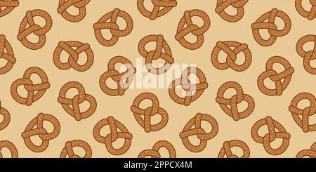 Pretzel cookie baked snack doodle vector isolated wallpaper background Stock Vector