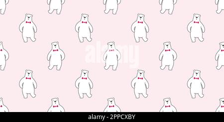 Bear seamless polar bear vector pattern isolated bow tie wallpaper background Stock Vector