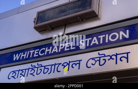 Entrance to Whitechapel underground station and Elizabeth Line,with ...