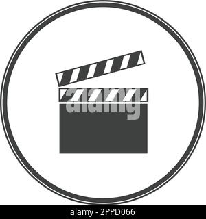 black movie clapper board vector icon Stock Vector