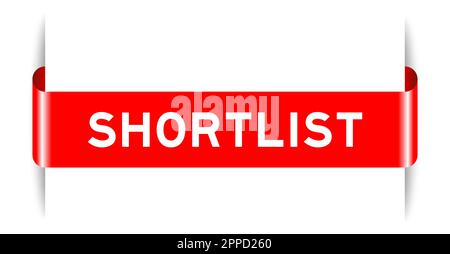 Red color inserted label banner with word shortlist on white background Stock Vector