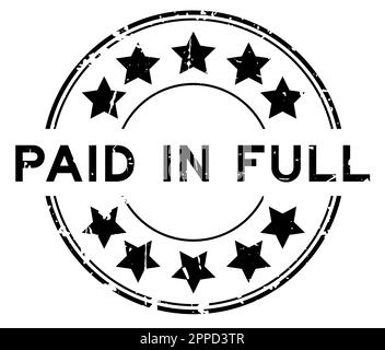 Grunge black paid in full word round rubber seal stamp on white background Stock Vector