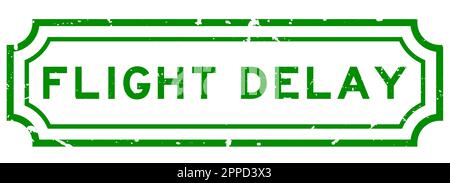 Grunge green flight delay word rubber seal stamp on white background Stock Vector