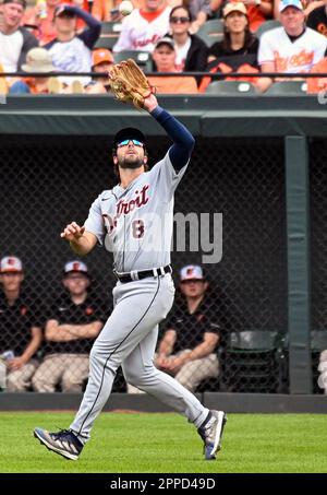 Detroit Tigers' Matt Vierling runs out a fly ball against the New