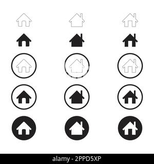Simple Set of Home Icon. Home Icon without door. Home Icon with door. User Icon with circle. Flat Home Icon. Stock Vector