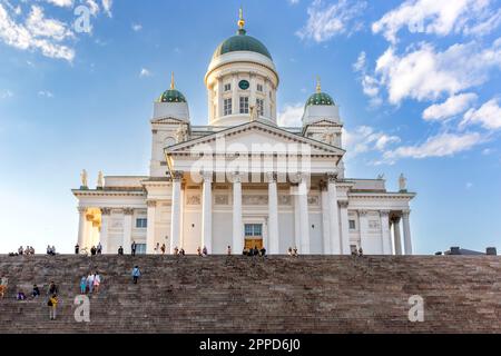 The Finnish Evangelical Lutheran cathedral of the Diocese of Helsinki, Finland.  The church was originally built from 1830 to 1852 as a tribute to the Stock Photo