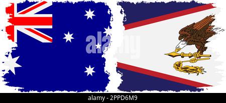 American Samoa and Australia grunge flags connection, vector Stock Vector