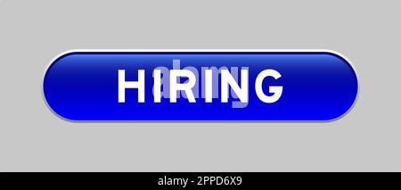 Blue color capsule shape button with word hiring on gray background Stock Vector