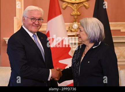 Ottawa, Canada. 23rd Apr, 2023. German President Frank-Walter Steinmeier will meet with Mary Simon, Governor General and Commander-in-Chief of Canada, in Rideau Hall. The aim of the trip is to strengthen German-Canadian relations in difficult political and economic times. Credit: Britta Pedersen/dpa/Alamy Live News Stock Photo