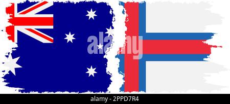 Faroe Islands and Australia grunge flags connection, vector Stock Vector