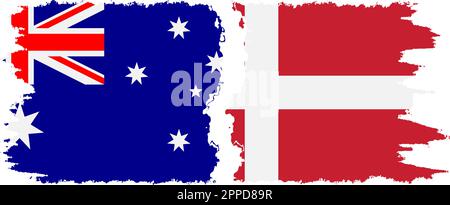 Denmark and Australia grunge flags connection, vector Stock Vector