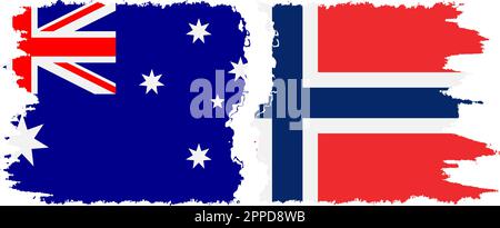 Norway and Australia grunge flags connection, vector Stock Vector