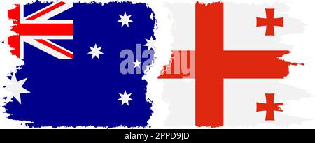 Georgia and Australia grunge flags connection, vector Stock Vector