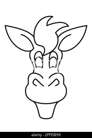 horse head - cartoon simple outline schematic black and white vector illustration isolated on white Stock Vector