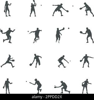 Pickleball player silhouette, Pickleball player SVG, Pickleball player vector Stock Vector