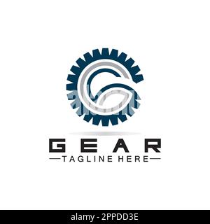 Letter G Gear Engineer Logo Design Template Stock Vector