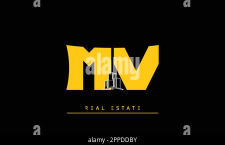 Real Estate letters Modern Creative logo MV , VM Stock Vector