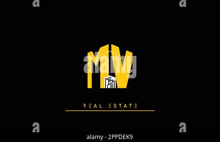 Real Estate letters Modern Creative logo MV , VM Stock Vector