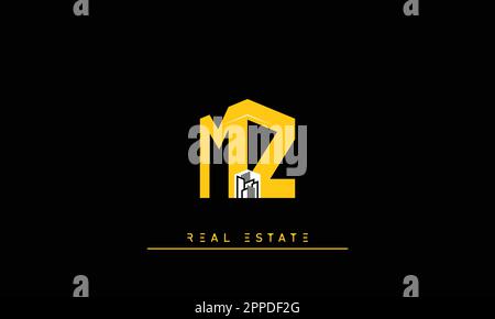 Real Estate letters Modern Creative logo MZ , ZM Stock Vector