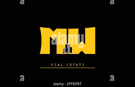 Real Estate letters Modern Creative logo MW , WM Stock Vector