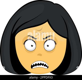 vector illustration female emoticons cartoon furious yellow with a vein on the head Stock Vector