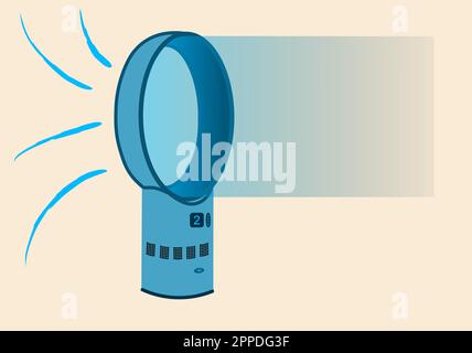 fan without blades. A side view of the fan on beige background. Stock Vector