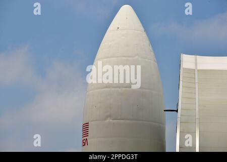 Elon Musk Space X on Boca Chica Texas rocket launch pad Stock Photo