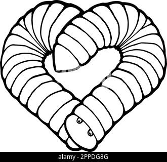 two millipedes forming a heart shape Stock Vector