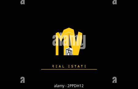Real Estate letters Modern Creative logo MV , VM Stock Vector