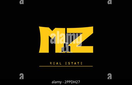 Real Estate letters Modern Creative logo MZ , ZM Stock Vector