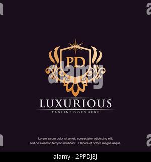 PD initial letter luxury ornament gold monogram logo template vector. Stock Vector