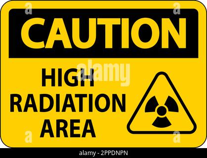 Caution High Radiation Area Sign On White Background Stock Vector