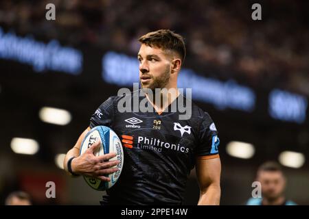 Cardiff, Wales. 22nd April 2023. Rhys Webb during URC Welsh Shield Judgement Day rugby match, Ospreys v Cardiff Rugby at Principality Stadium in Cardiff, Wales. Credit: Sam Hardwick/Alamy Live News. Stock Photo