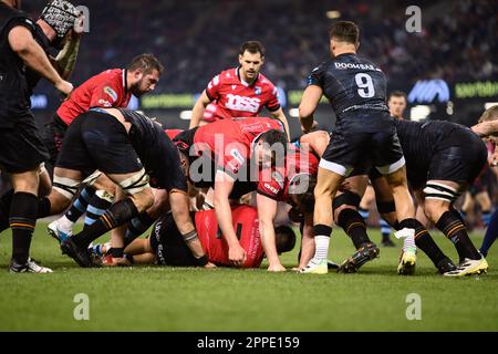 Cardiff, Wales. 22nd April 2023. Seb Davies during URC Welsh Shield Judgement Day rugby match, Ospreys v Cardiff Rugby at Principality Stadium in Cardiff, Wales. Credit: Sam Hardwick/Alamy Live News. Stock Photo