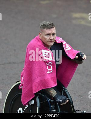 London, UK. 23rd Apr, 2023. TCS 2023 London Marathon; David Weir is a legend of the sport finishes 5th in his 24th London Wheelchair Marathon Credit: Action Plus Sports/Alamy Live News Stock Photo