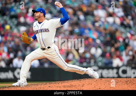 Seattle Mariners relief pitcher Tayler Saucedo (60) smiles as he ...