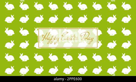 EASTER RABBIT PATTERN is a vector illustration of a white rabbit with a bright green background. Stock Photo
