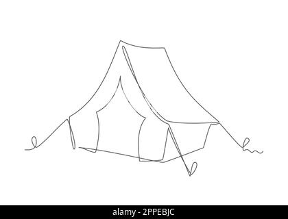Tent One line drawing on white background Stock Vector