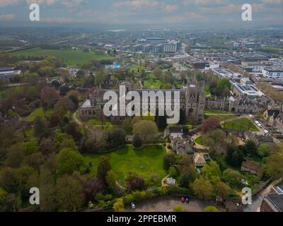 Aerial view of Peterborough Cathedral and city, Peterborough ...