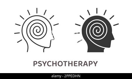 Psychotherapy icons. Symbol of psychological help, psychiatry. Vector illustration. Stock Vector