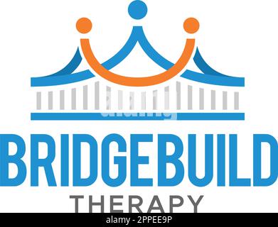 Flat BRIDGE BUILD Abstract People logo design Stock Vector