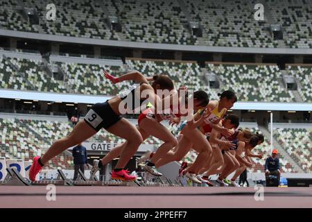 Tokyo, Japan. 22nd Apr, 2023. General view Athletics : TOKYO Athletics Women's 100m Heat at National Stadium in Tokyo, Japan . Credit: AFLO SPORT/Alamy Live News Stock Photo