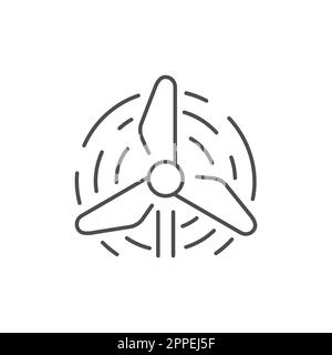 Wind energy related vector linear icon. Alternative energy industry. Electricity generation. Wind turbines. Vector outline illustration Isolated on wh Stock Vector