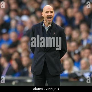 London, UK. 23rd Apr, 2023. 23 Apr 2023 - Brighton and Hove Albion v Manchester United - Emirates FA Cup - Semi Final - Wembley Stadium.                                                                 Manchester United Manager Erik ten Hag during the FA Cup semi-final against Brighton.                                                                  Picture Credit: Mark Pain / Alamy Live News Stock Photo