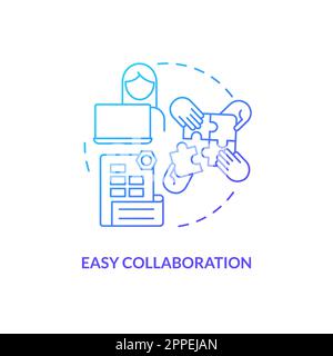 Easy collaboration blue gradient concept icon Stock Vector